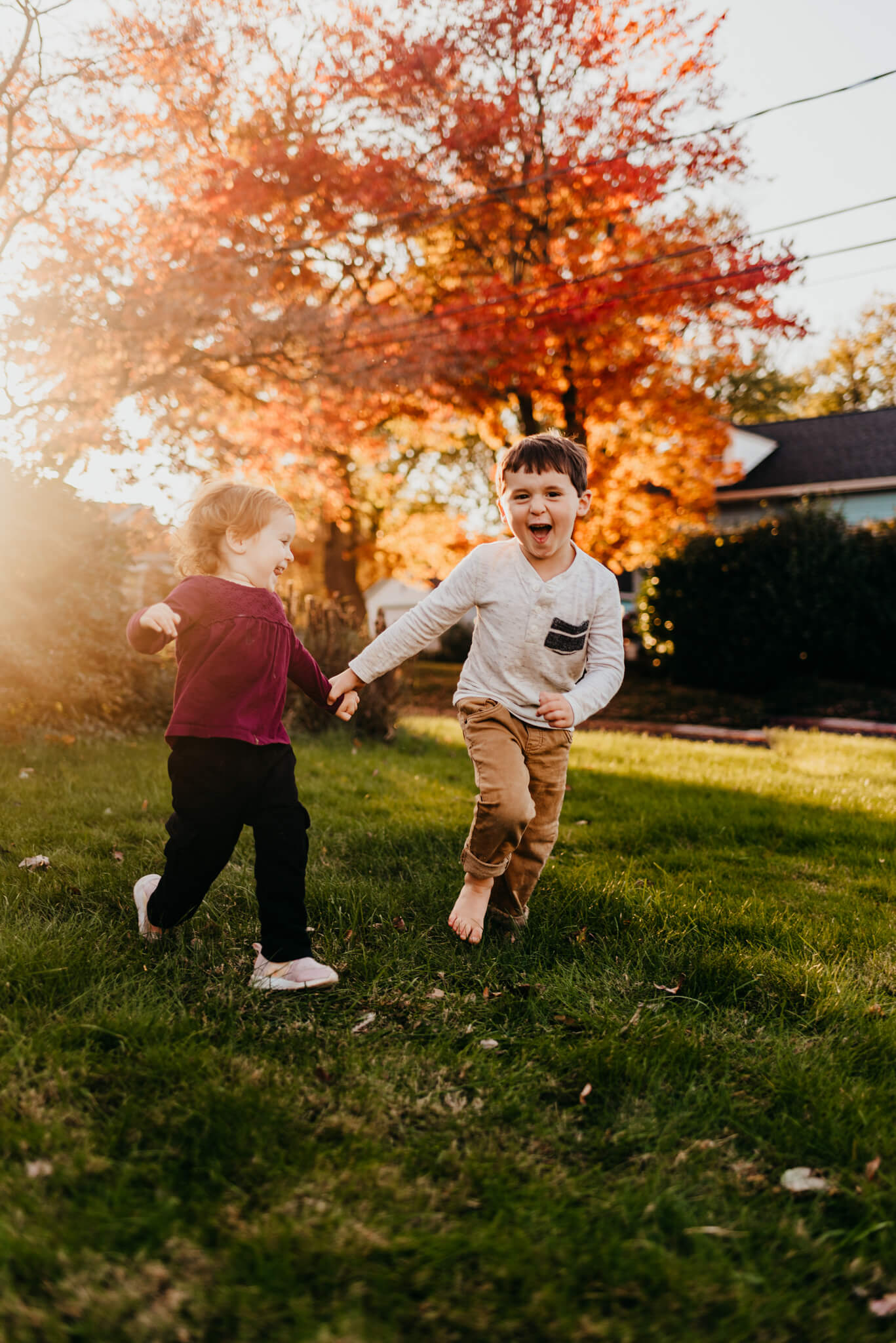 Two children running while being featured in a post about Concordia Preschool